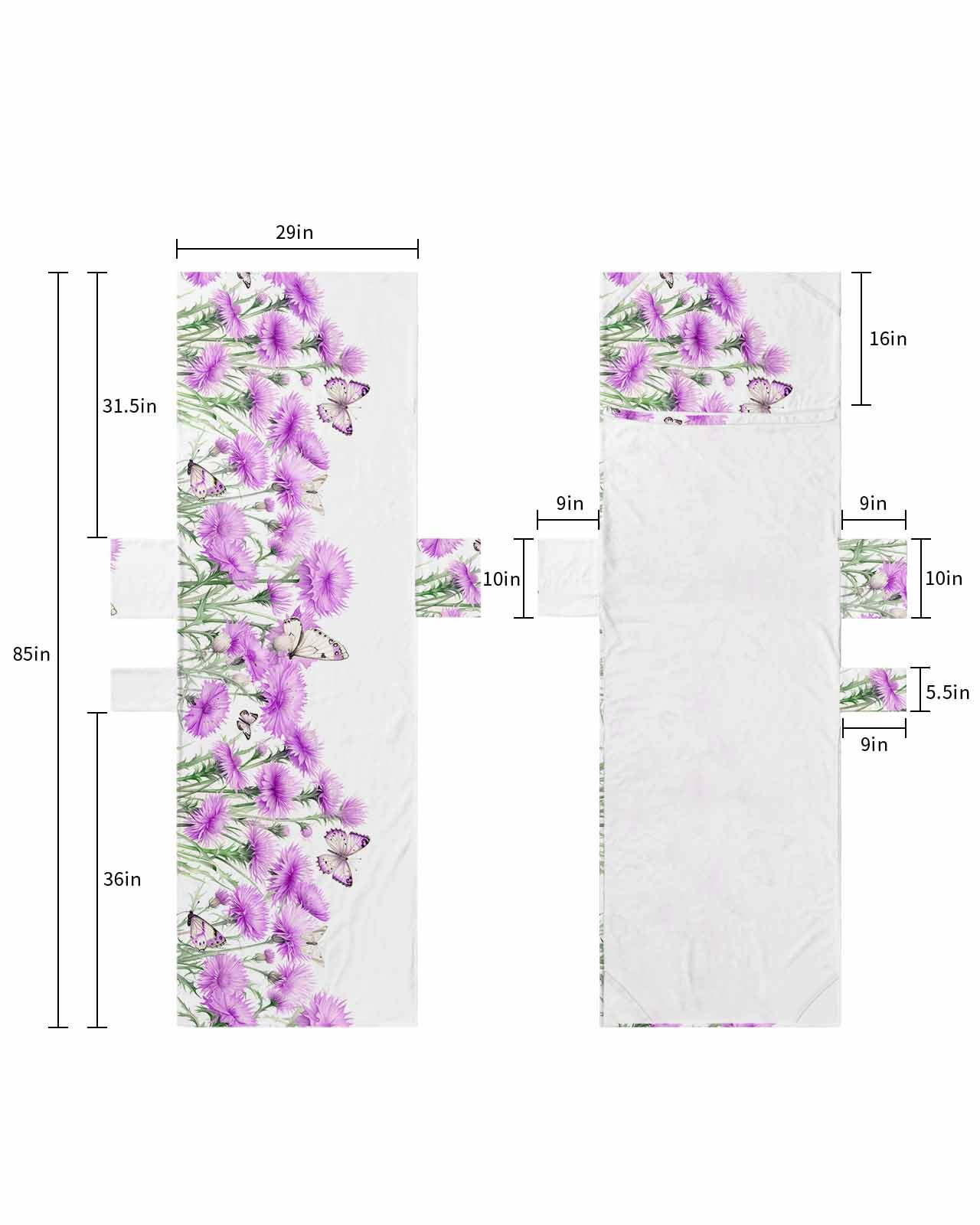 Purpel Spring Floral Beach Lounge Chair Towel Cover, Soft Chaise Lounge Towel with Side Pockets Patio Pool Chairs Cover for Beach/Pool Sunbathing 29x85 Watercolor Summer Botanical Elegant
