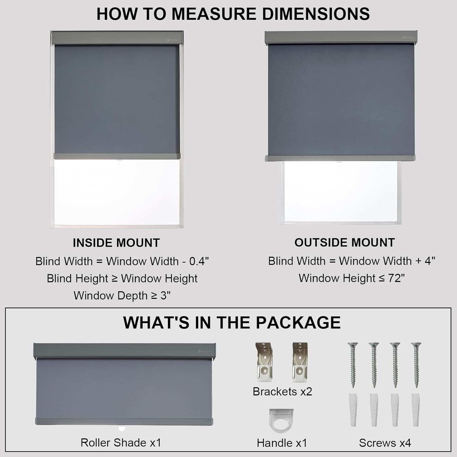 Cordless Roller Shades for Windows Blackout Window Blinds Thermal Insulated Privacy Protection for Day and Night, Inside or Outside Mount for Home Office Bathroom