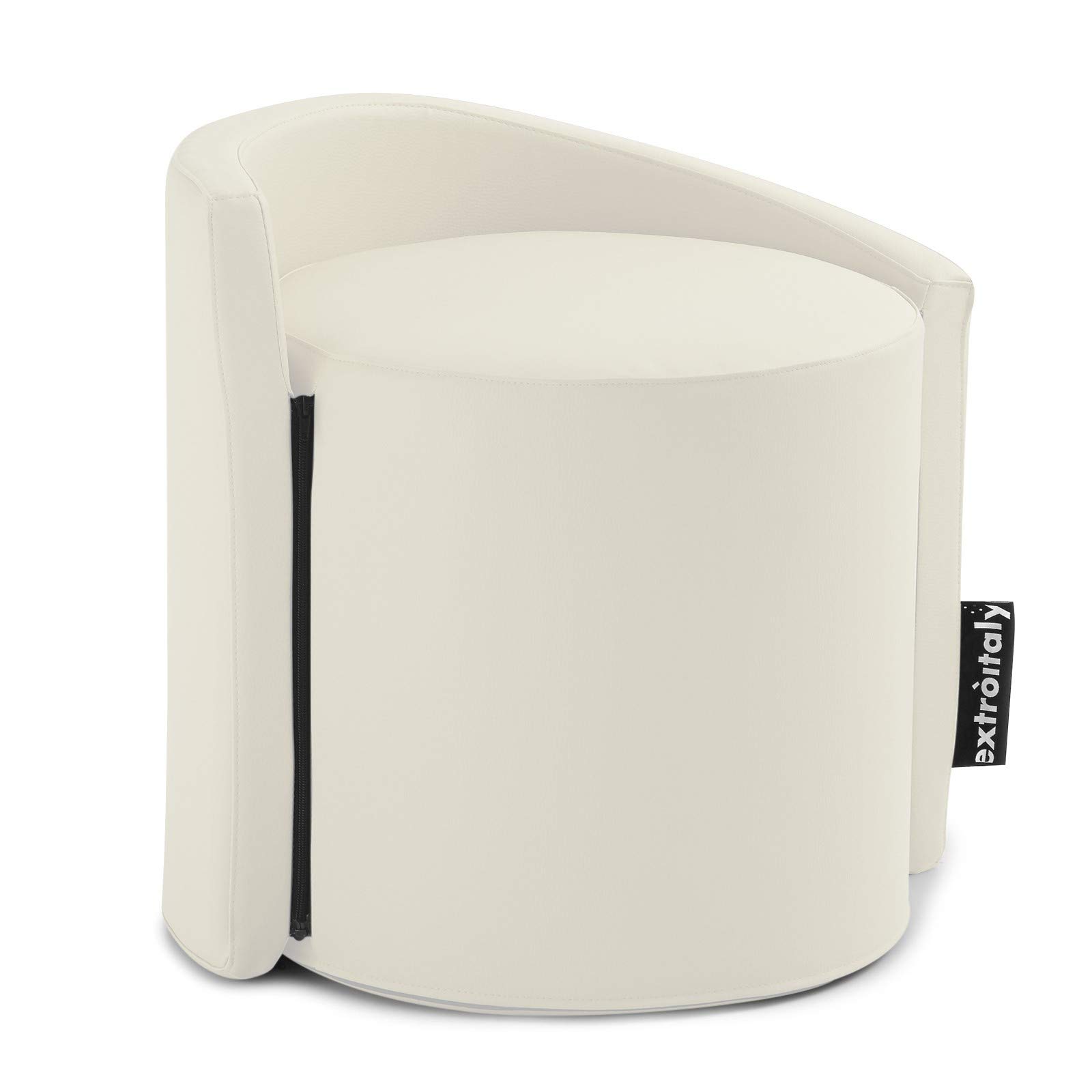 Pouf Onda In Ecopelle Beige - Poltrona Con Schienale Imbottito, Seduta Rigida E Sfoderabile - Foto 5