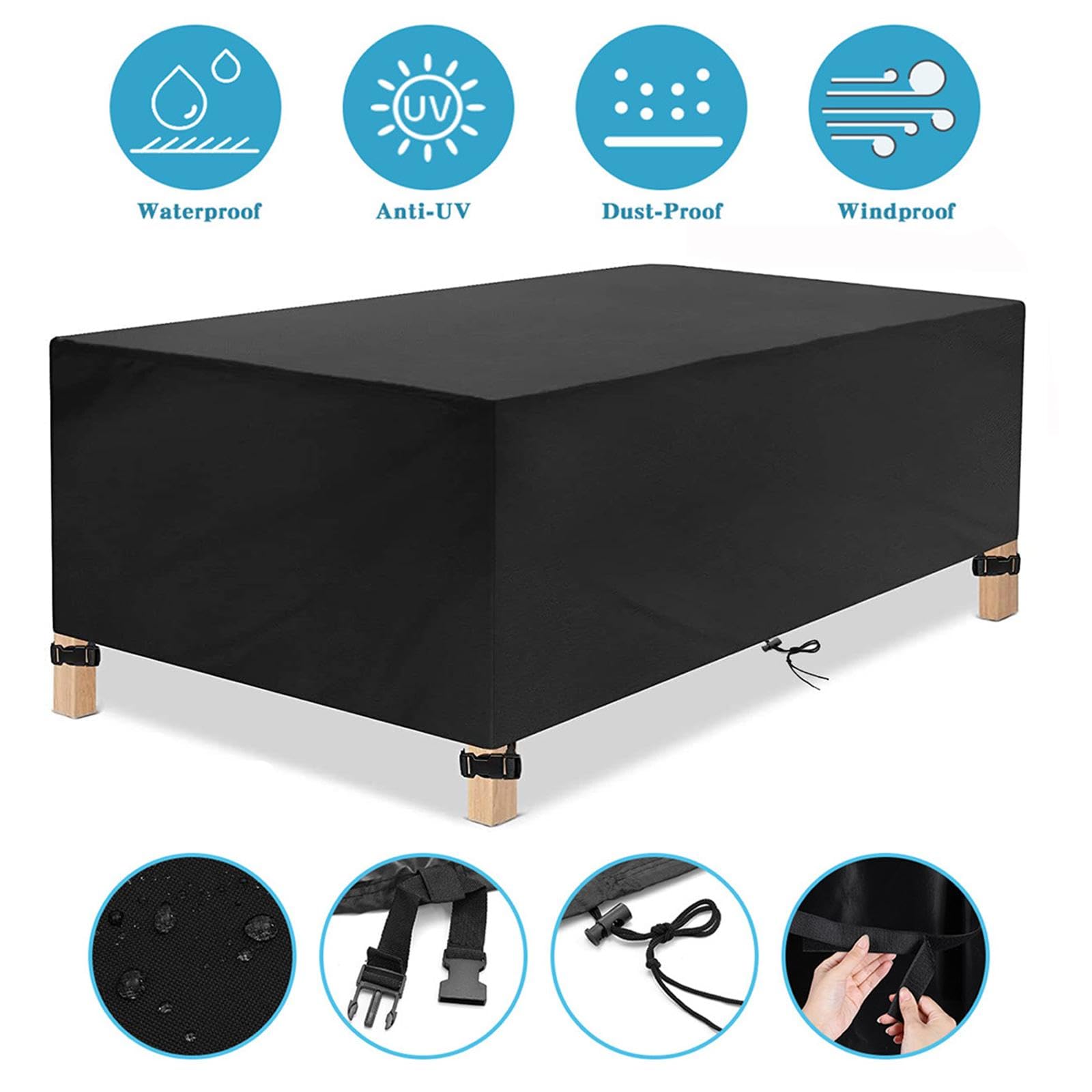 Copertura Tavolo Esterno Impermeabile 250x220x85cm – Tessuto Oxford 420D, Antivento E UV, Per Tavolo E Sedie