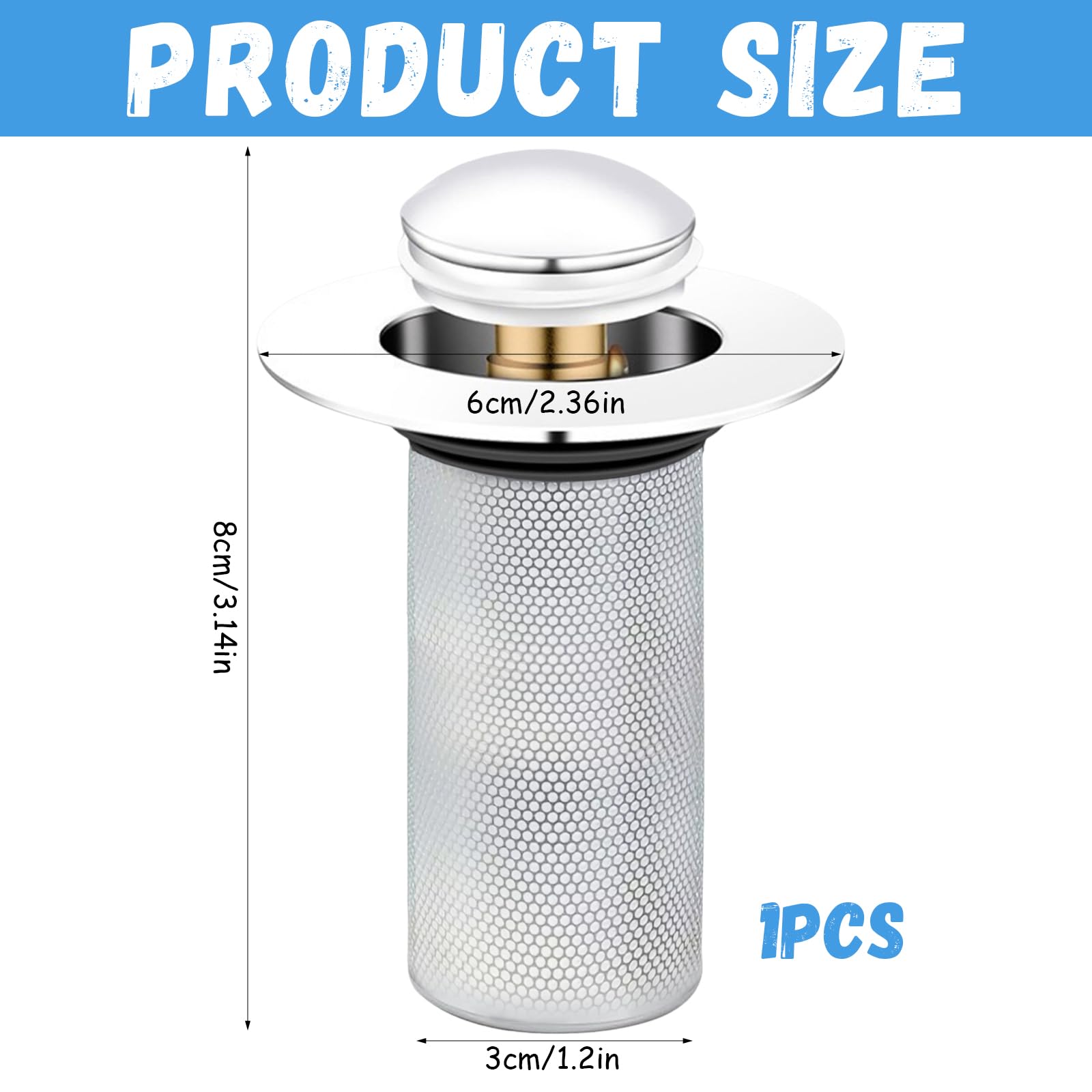 Tappo Scarico Lavandino Universale | Con Filtro Anti-Odori, Per Fori 34-40mm - Foto 4