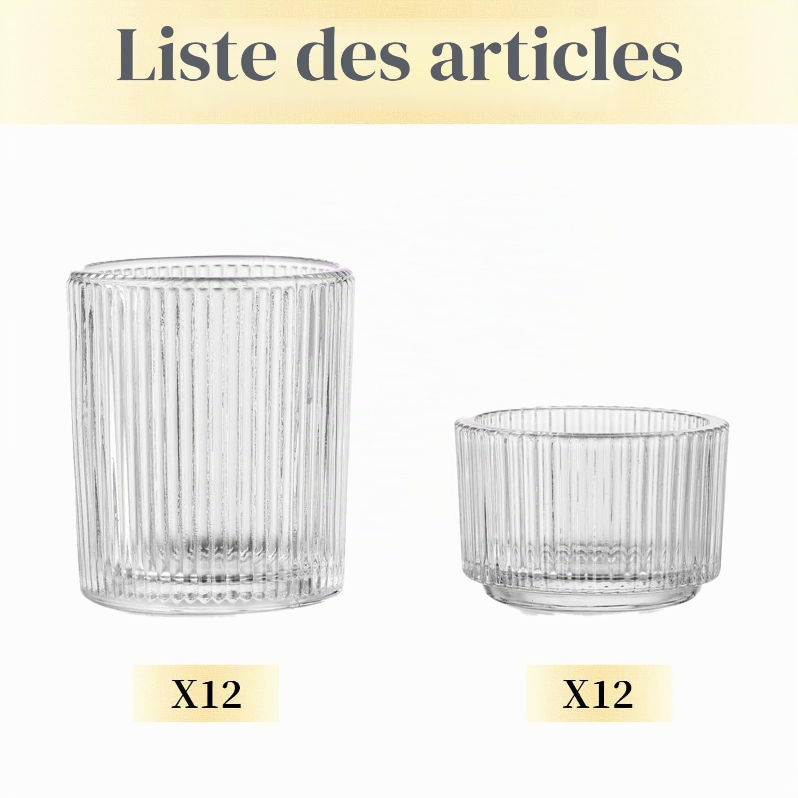Porte-Bougies à Réchaud en Verre Transparent 24 Pièces