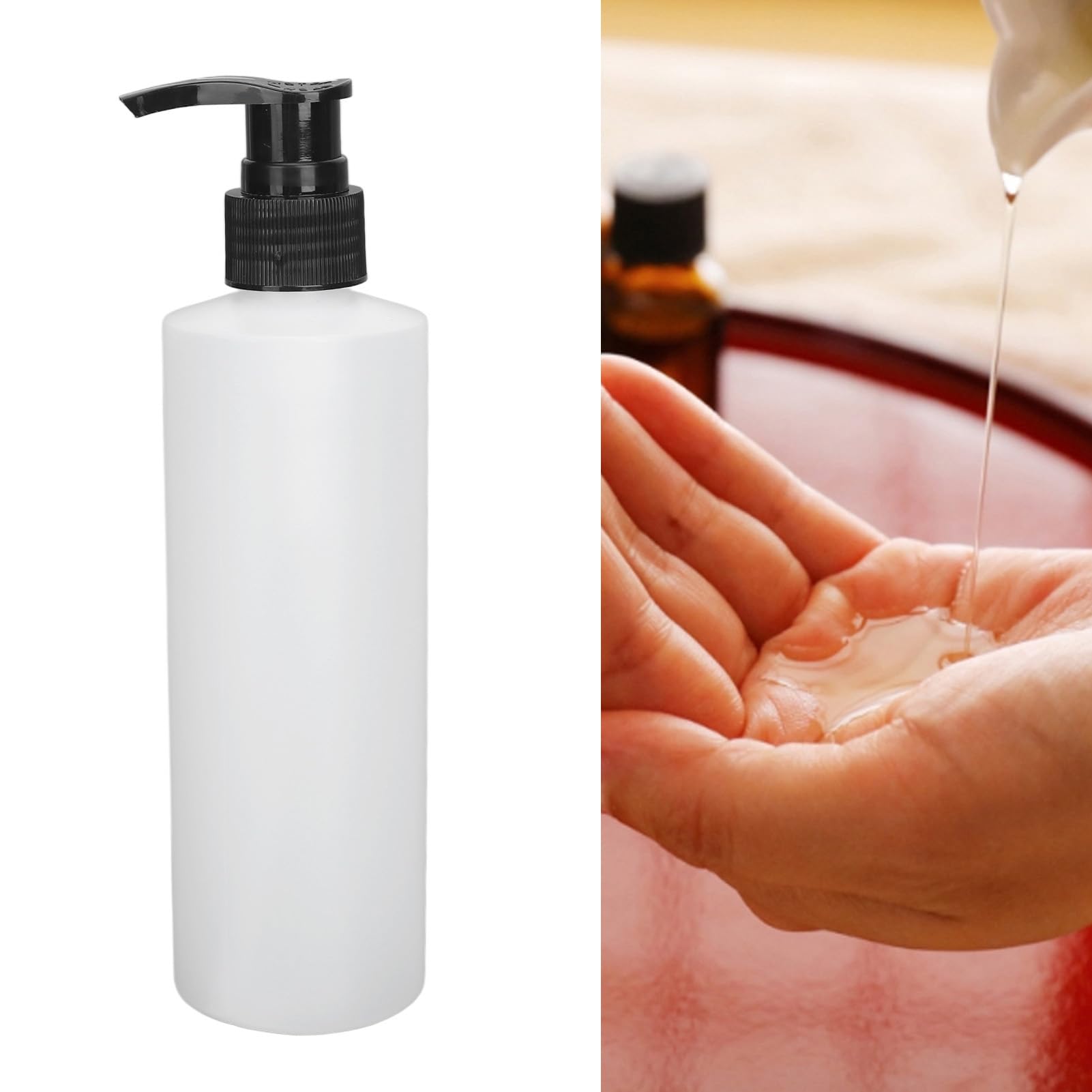 Yinhing Dozownik pompy wielokrotnego napełniania, dozownik olejku do masażu 2 sztuki 250 ml do podgrzewacza oleju, odpowiedni do kremów, balsamów, szamponów, balsamów