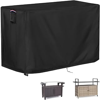 Outdoor Table Cover for Tall Bar Height Patio Table, 51inch Waterproof Prep Table Cover for Dining Table,Grill Cart,Stainless Steel/Metal Table,Black-51"L x 24"W x 35"H