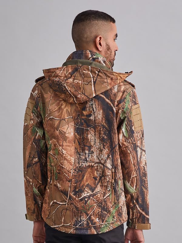 Image of MOUNTMILLER Men's 12 Zipper Softshell Hooded Tactical Jacket | Water-Repellent, Multi-Pocket, Abrasion-Resistant - Perfect for Outdoor Activities, Hiking, and Trekking