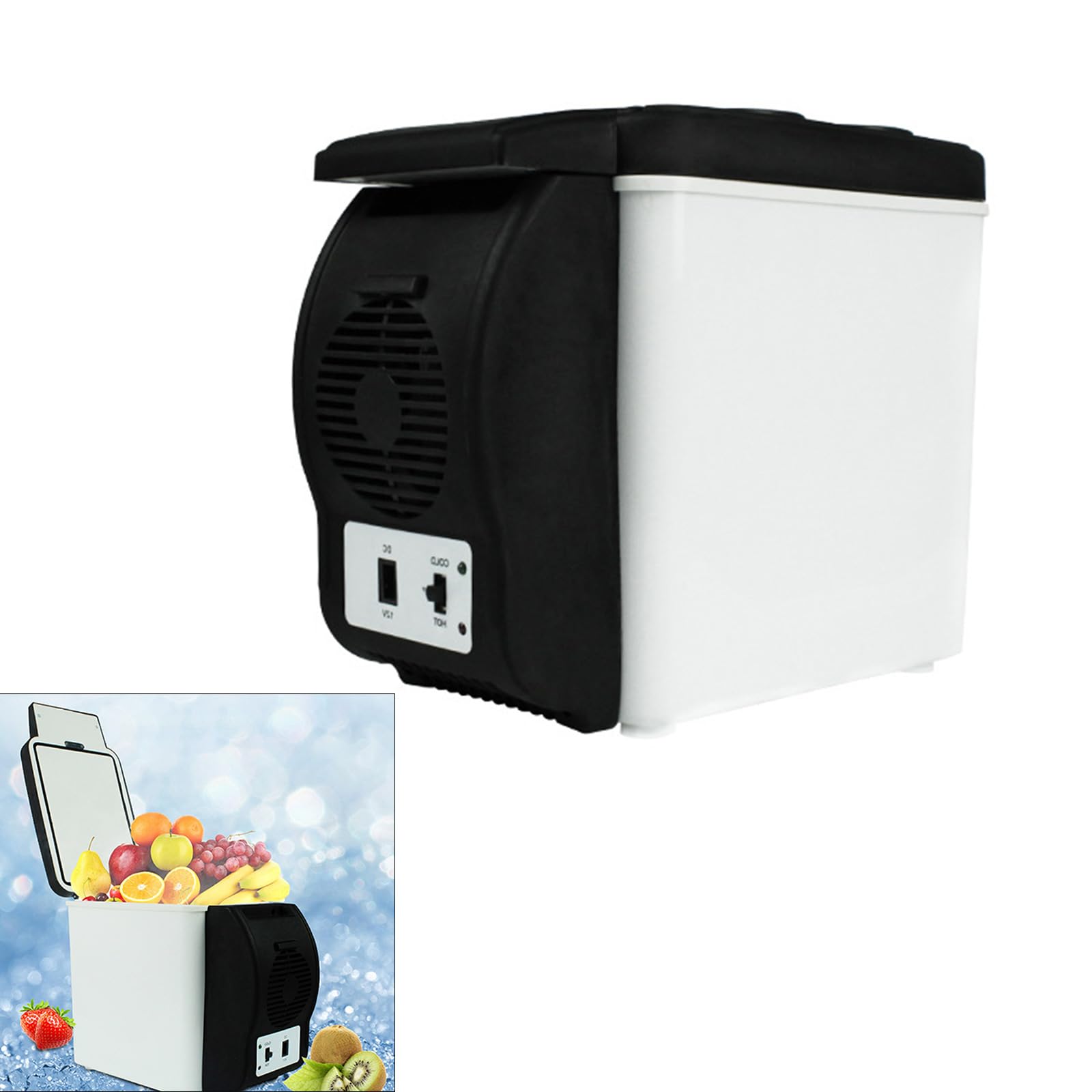Refrigerador portátil de 6 L y 12 V para coche, refrigeración compacta con correa de transporte, diseños de bajo ruido, para uso en viajes, doble refrigeración, refrigeración para coche, refrigerador