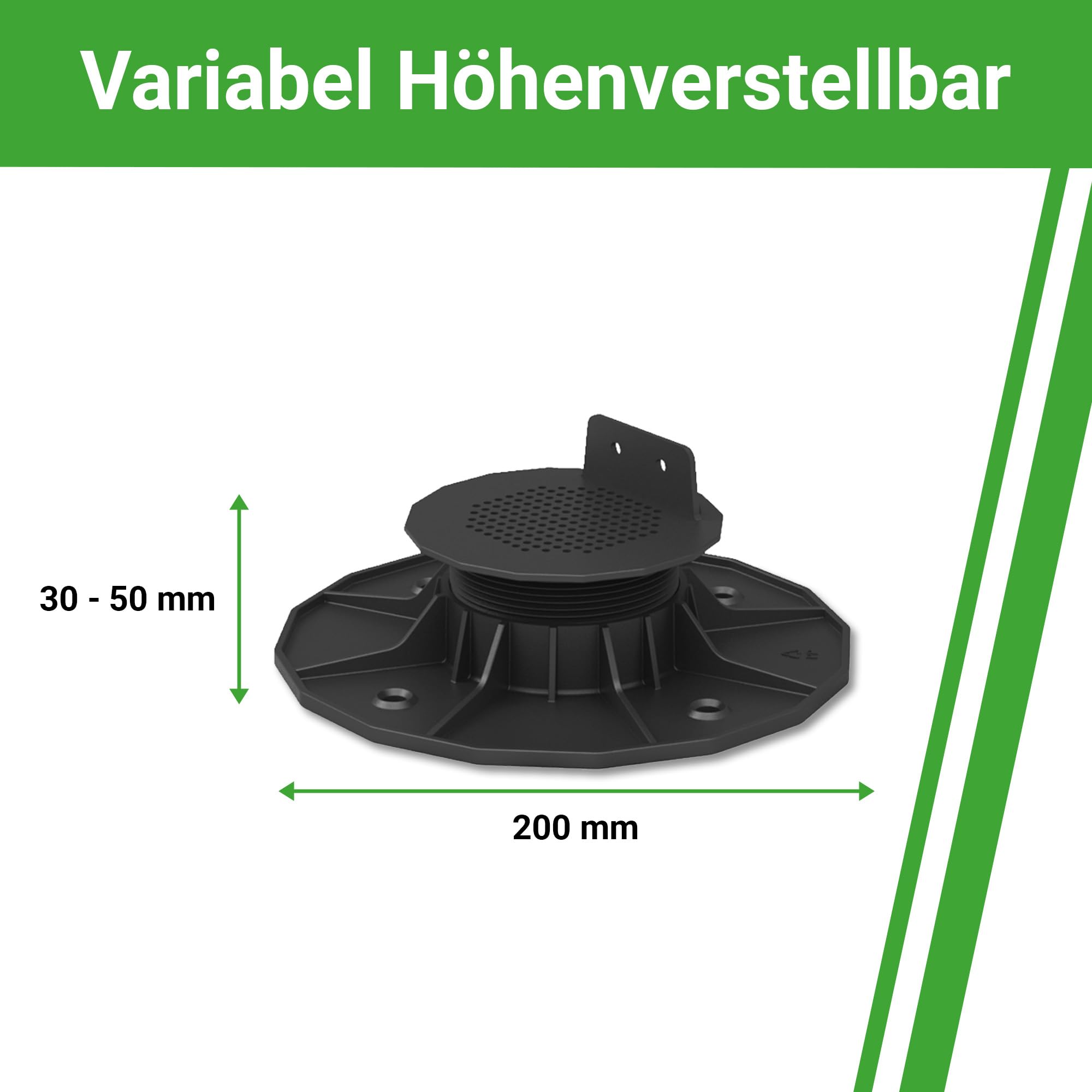 Outgarden Stelzlager höhenverstellbar I Füße für Terrassendielen-Unterkonstruktion Terrassenbau I Stellfüße Terrassenlager | in 10er, 20er und 50er Sets (10, 30-50 mm)