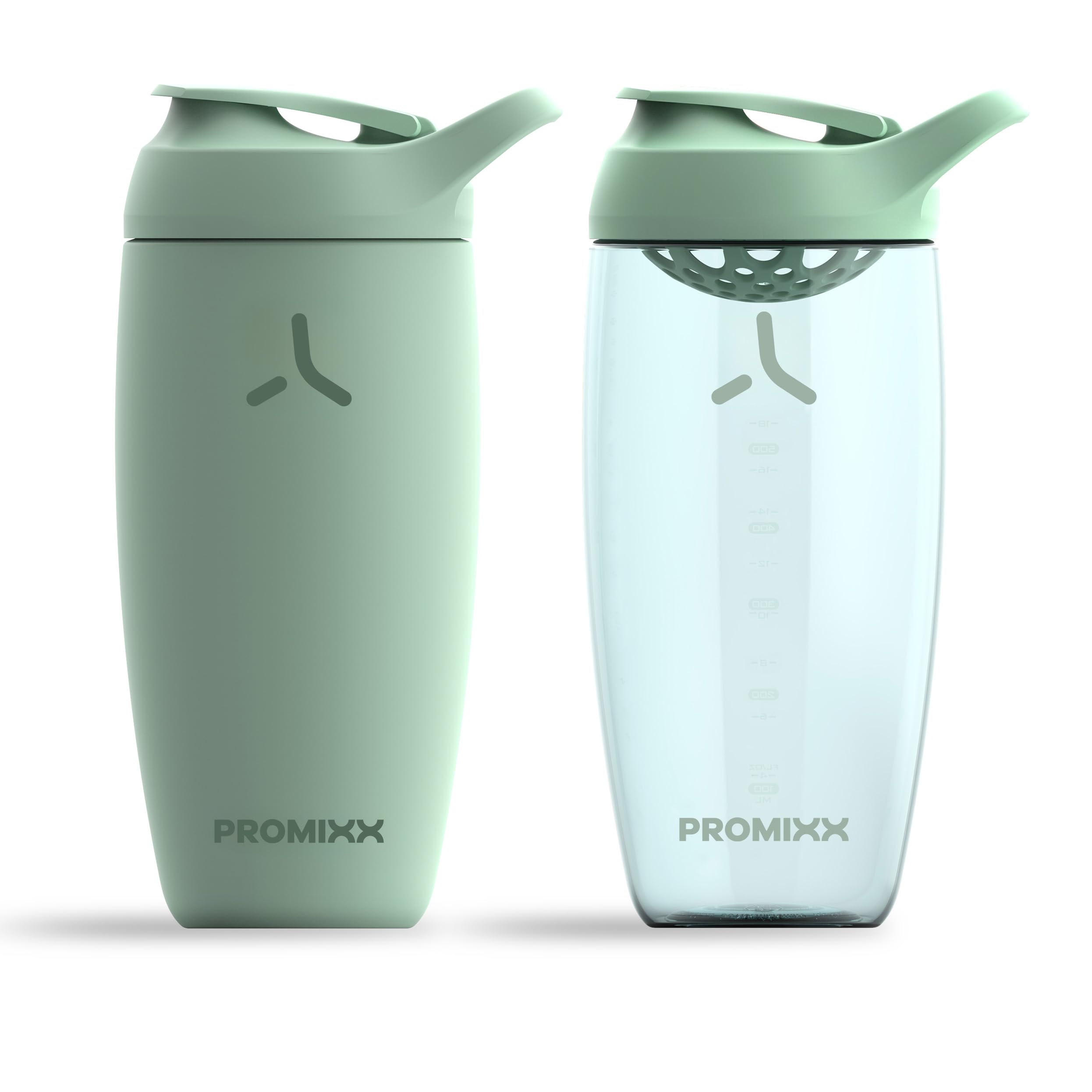 PURSUIT Protein Shaker Bottle 2-Pack – Premium Sports Shaker Bottles for Protein Mixes and Supplement Shakes – Stainless Steel 550ml, Ecozen 700ml, Seagrass Green