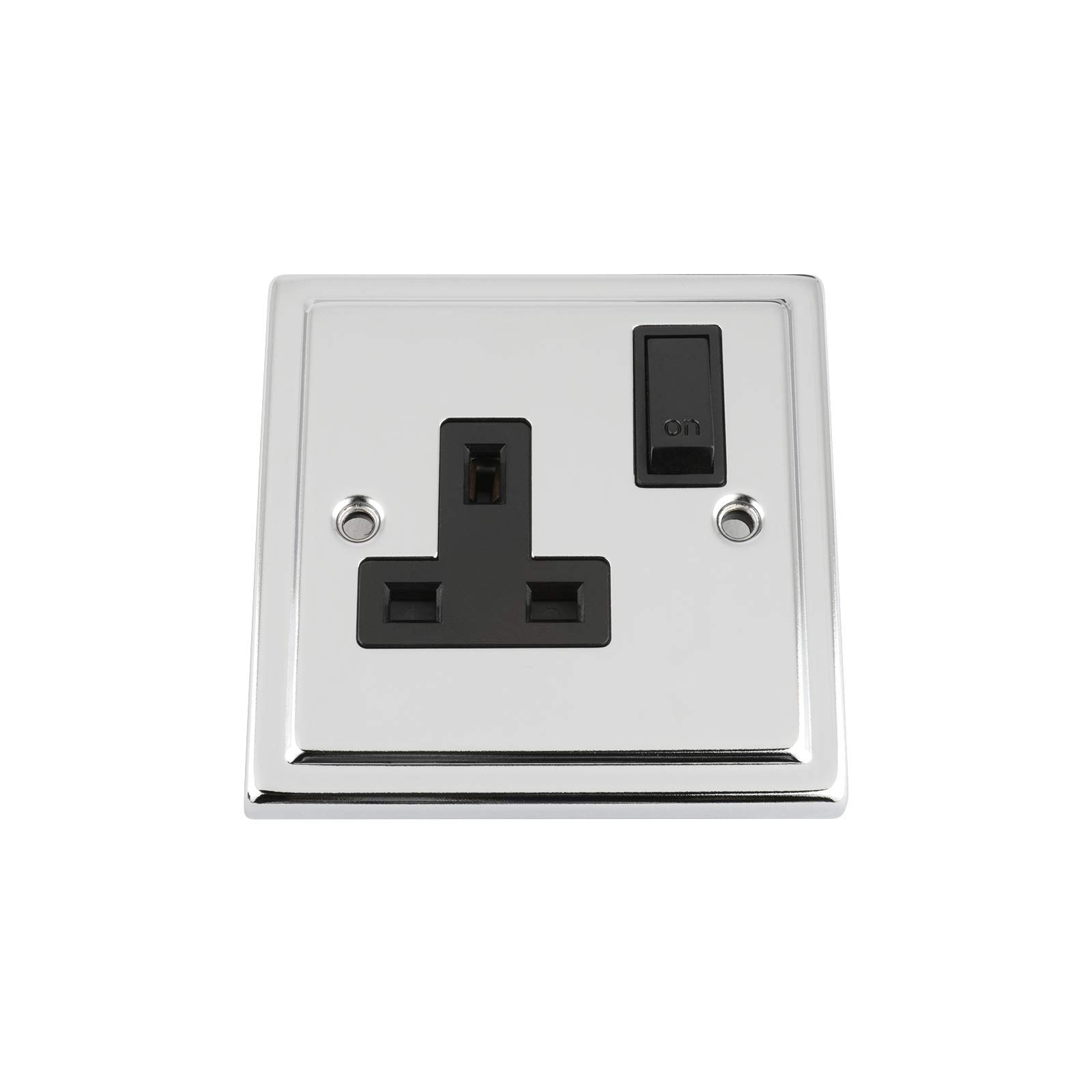 A5 Products Black Trimline Polished Chrome Socket 1 Gang Insert Plastic Rocker Switch