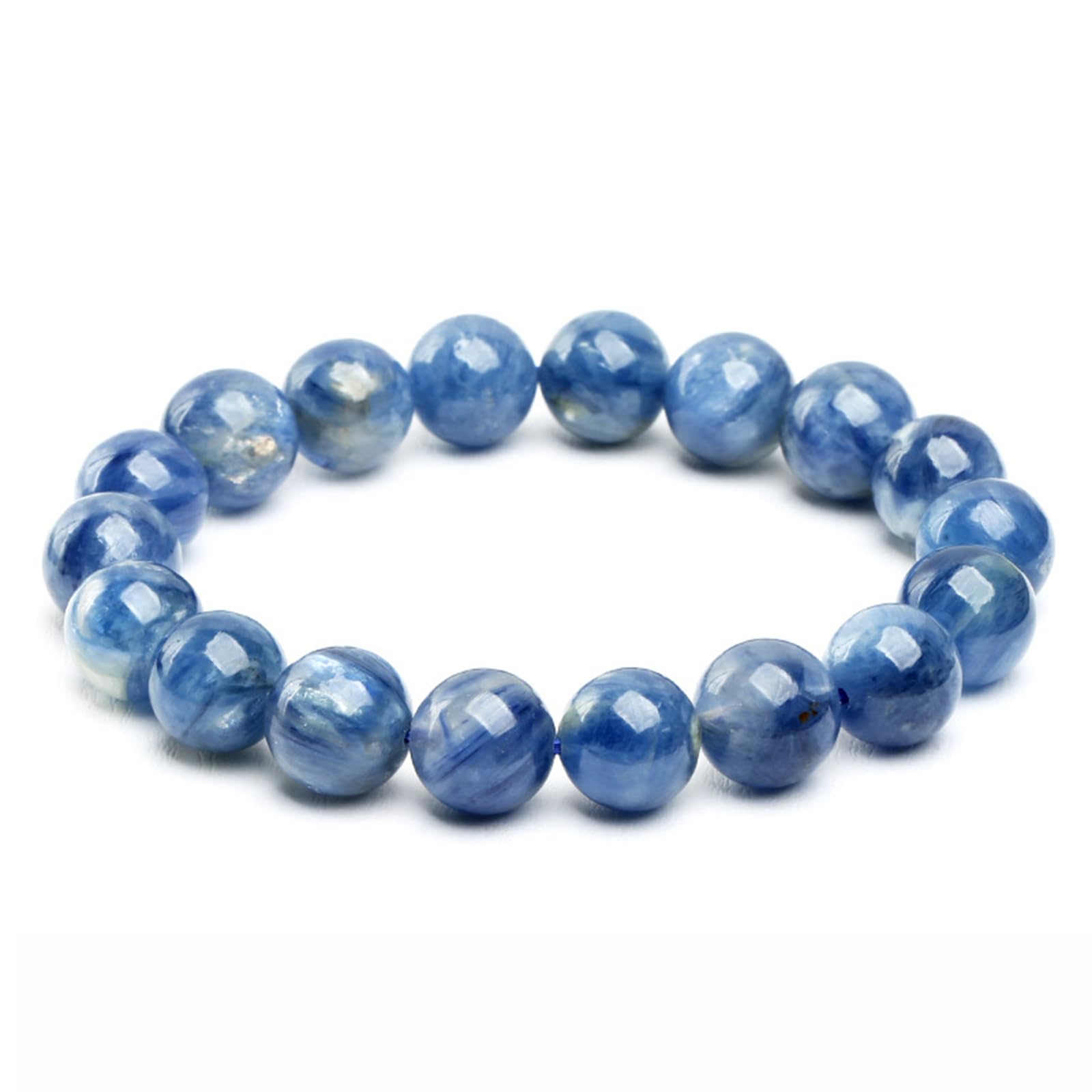 Pulsera elástica de cianita Azul Natural 5A | Pulsera de cianita Azul de Grado 5A – Pulsera elástica de Cuentas de Cuarzo con energía curativa de Piedras,11mm