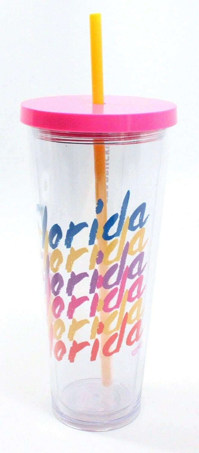 Starbucks FLORIDA Venti Size Acrylic Cold Cup With Straw