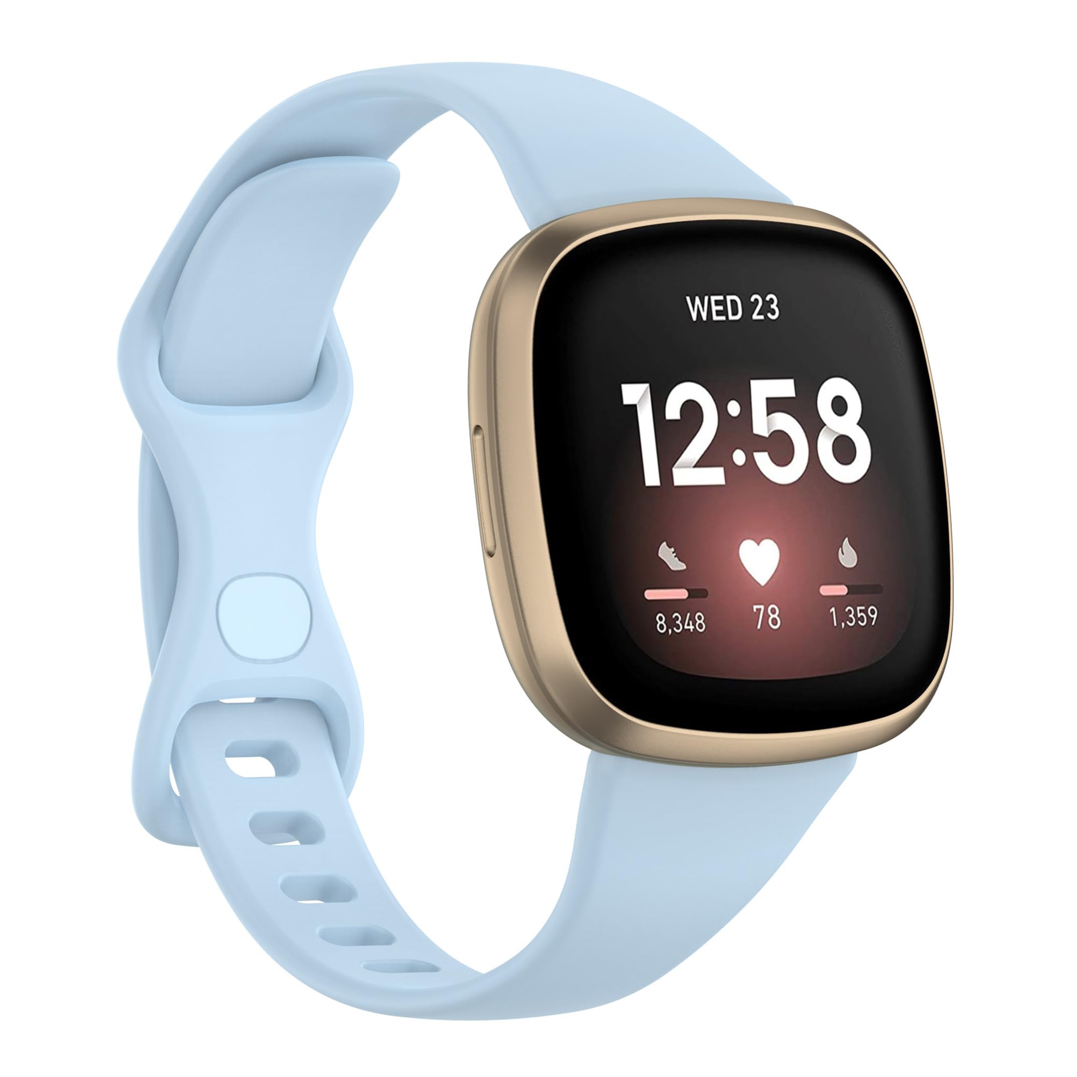 TopPerfekt Slim Strap Compatible with Fitbit Versa 4 Women Men, Adjustable Soft Silicone Sport Replacement Watch Band Wristbands Bracelet for Fitbit Versa 4/Versa 3/Sense/Sense 2 (L-Light Blue)
