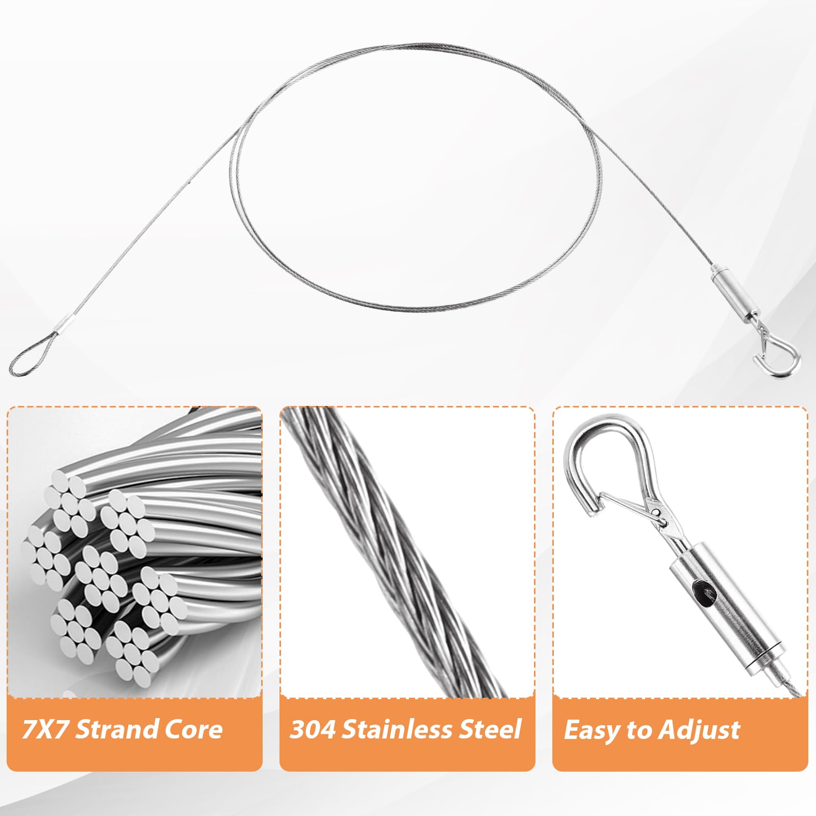 WOPPLXY 15 PCS Picture Hanging Wire Rope, 1.5M x 1.5MM Stainless Steel Picture Rail Hooks and Wire - Image 4