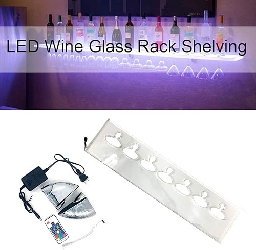 Miniatura 4 de Pantalla de vidrio para botella de licor iluminada con luz LED, barra de botella de licor iluminada de 31 pulgadas, estante de exhibición flotante