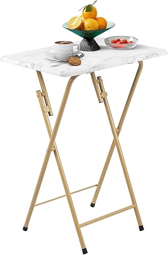 Miniatura 9 de fusehome Mesa plegable para TV, bandeja de TV para comer en el sofá, mesa plegable pequeña, mesa plegable para aperitivos, con estampado de
