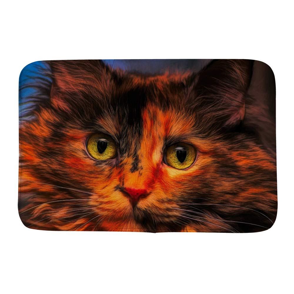 Tapis de bain antidérapant Ruchen velours corail 91x61 grand tapis de douche absorbant motif chat