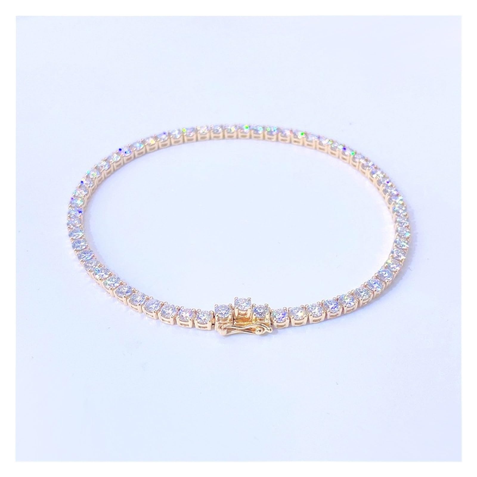 Iced 2 mm Tennis-Armband für Damen, 925er-Sterlingsilber, D-Lab-Diamant-Gliederkette, Armreif, Pass-Tester, rosévergoldet, 20,3 cm