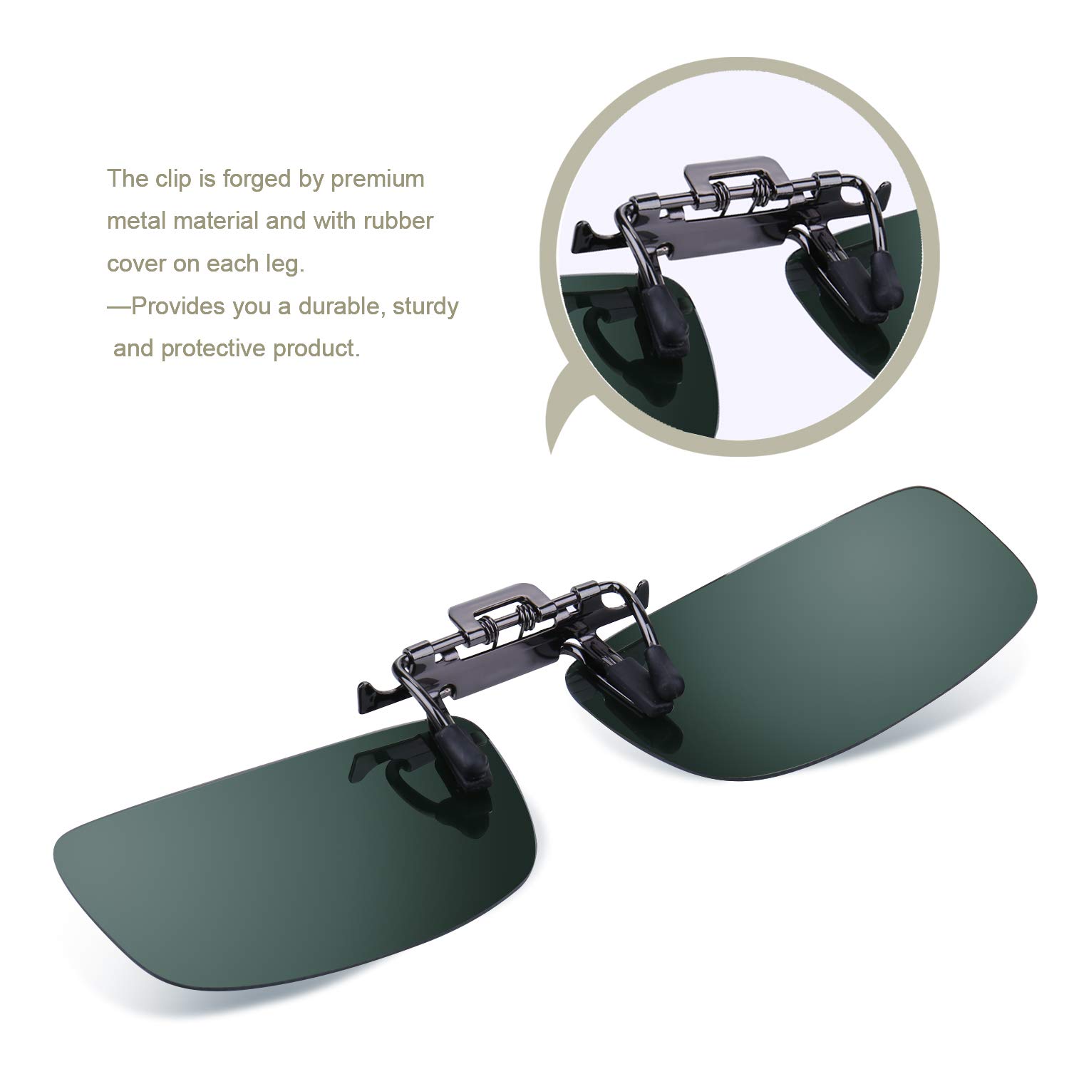 Cycling Sport Polarized Clip-on Flip Up Metallo Occhiali da sole Lenti Infrangibili Guida Pesca Outdoor Verde Scuro Medium