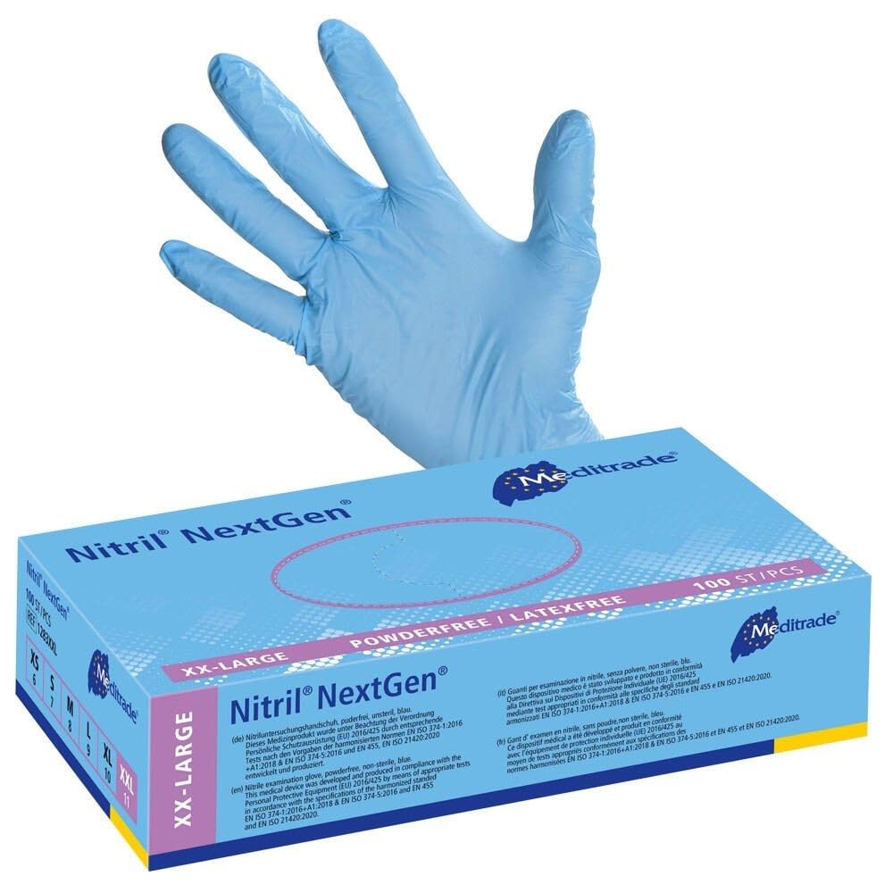 Meditrade Nitril Handschuhe NextGen® EN 455, puderfrei, blau, 100 Stk. | Packung (100 Handschuhe) bei Günstiger Preis