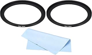 PATIKIL 72mm-82mm Metal Step Up Ring with Cleaning Cloth, 2 Pack Camera Lens Filter Adapter Ring Aluminum Filter Adapter Ring for Camera Lenses Hood, Black