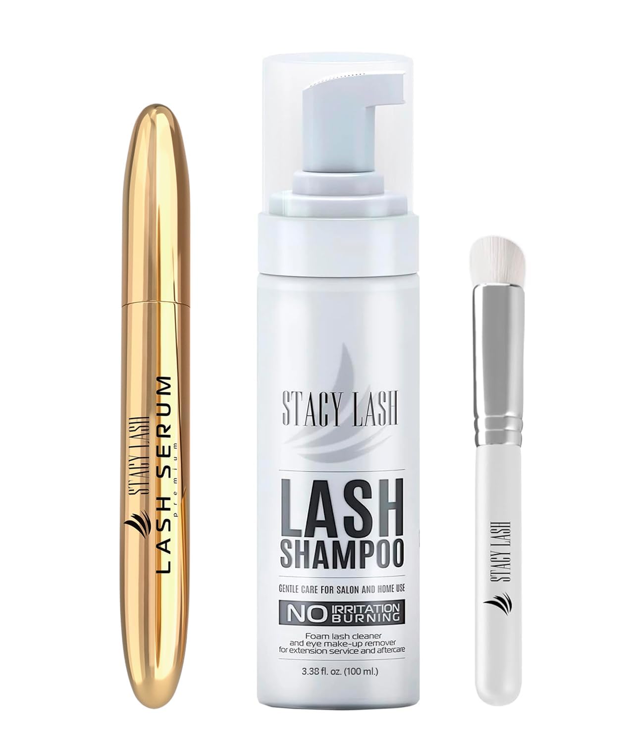 STACY LASH Shampoo 100ml+ Eyelash Growth Serum /Eye Makeup Remover + Serum for Eyelash Growth and Thickness/ Cleaning Kit of Cleanser + Brush & Eyelash Serum to Grow es…