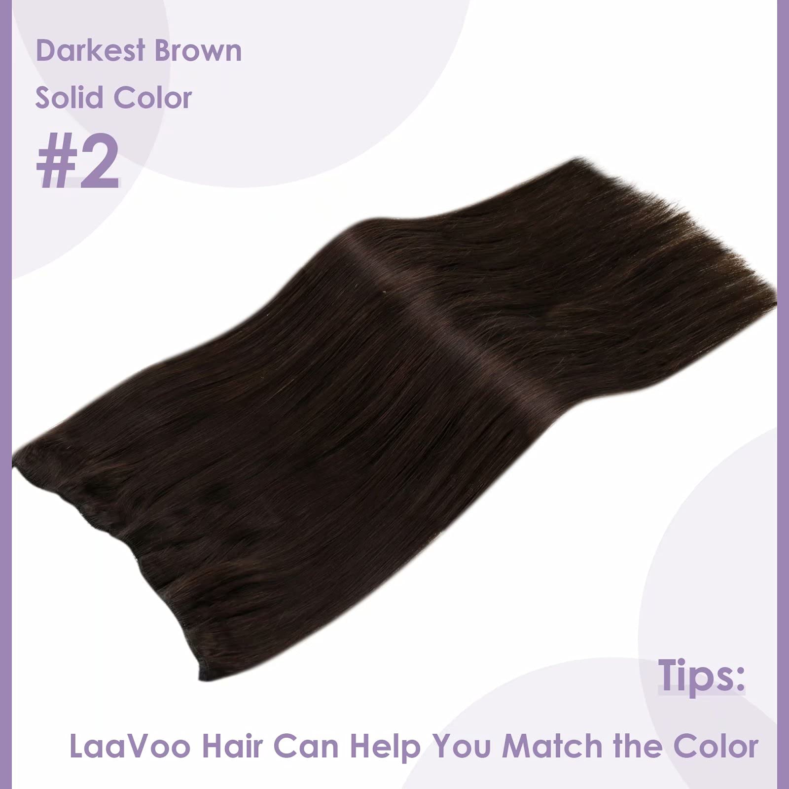 LaaVoo Human Hair Extensions Darkest Brown Real Remy Hair Invisible Wire Undetectable 100% Real Straight Hair Extensions Long-Lasting 80g 18 Inch #2 - Image 2