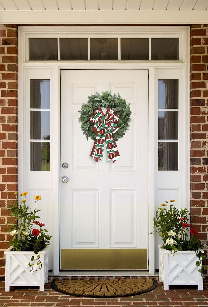 Miniatura 6 de 2 rollos de cintas de otoño para manualidades, cinta de borde con cable de fútbol del Super Bowl, lazo de arpillera verde, rollos deportivos, cintas