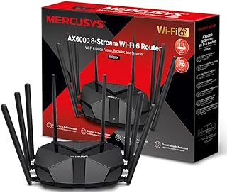 Mercusys AX6000 Dual-Band 8-Stream Wi-Fi 6 Router, Quad-core 1.6 GHz processor, 1× 2.5 Gbps + 1× Gigabit WAN/LAN Port + 2× Gigabit LAN Ports, WPA3 Protects, Ideal for Gaming Xbox/PS4/Steam & 4K(MR90X)