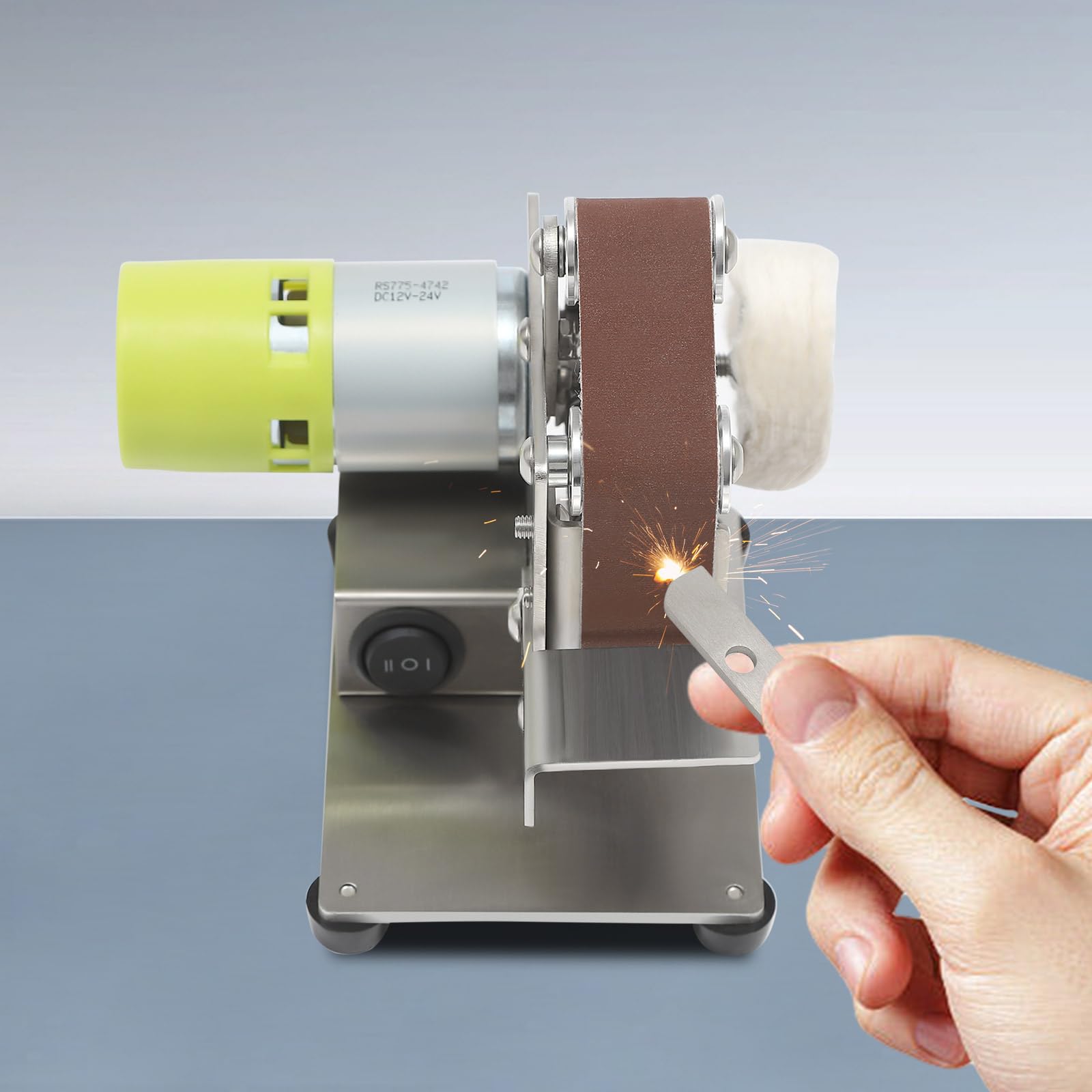 10000 giri/min, mini levigatrice a nastro, 150 W, levigatrice combinata con 10 nastri abrasivi, ideale per famiglie, mercati alimentari, magazzini, cantieri, ecc
