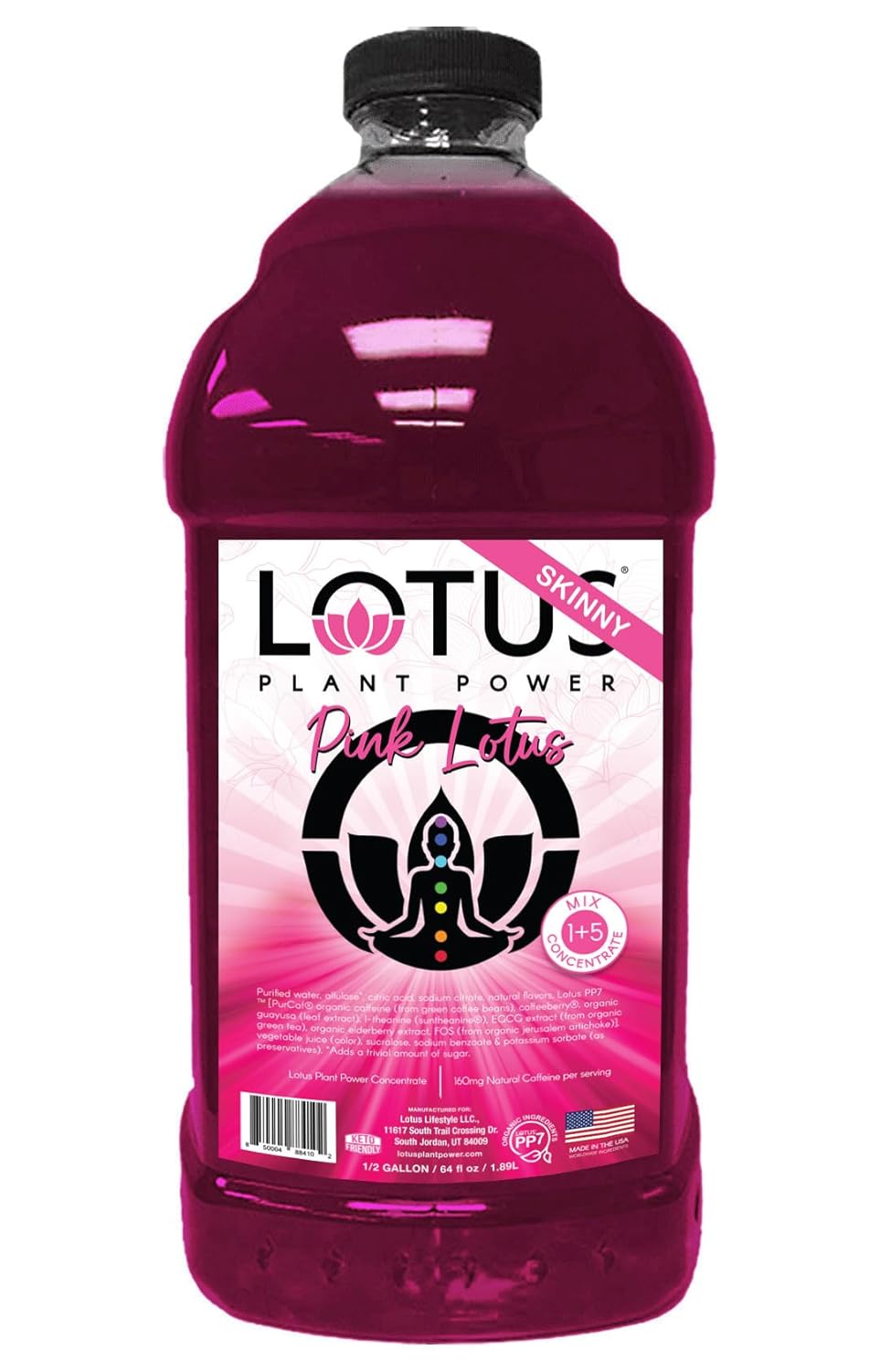 Skinny Pink Lotus Plant Energy Drink Concentrate | Zero Sugar | 64 fl oz | 1:5 | Natural Caffeine from Green Coffee Bean