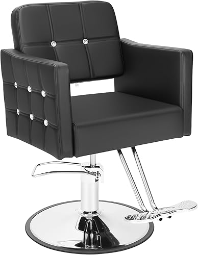 Silla de salón profesional para estilista, bomba hidráulica resistente de 350 libras, silla giratoria de 360 con altura ajustable, silla de