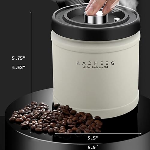 Miniatura 6 de Recipiente de café hermético de acero inoxidable, recipiente de almacenamiento de granos de café con válvula de liberación de CO2, almacenamiento de
