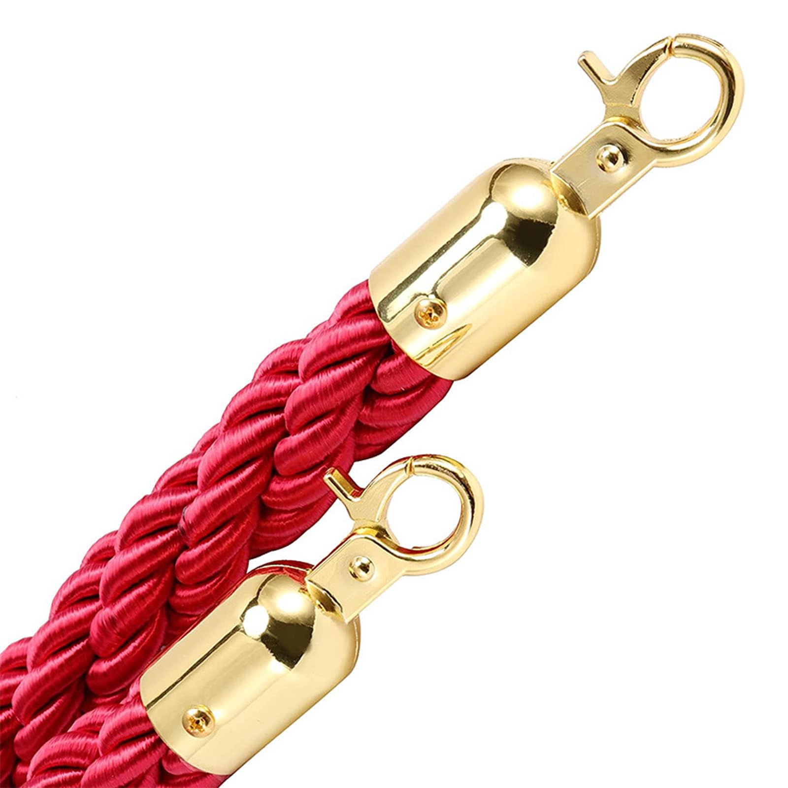 CAIFEXUE Queue Barrier Ropes with Hooks,Crowd Control Stanchion Rope 1/1.5/2/2.5/3.0M, Twisted Hemp Rope Barrier for Queue Divider, Queue Line Barrier, Rope Safety Barrier/Red/1M