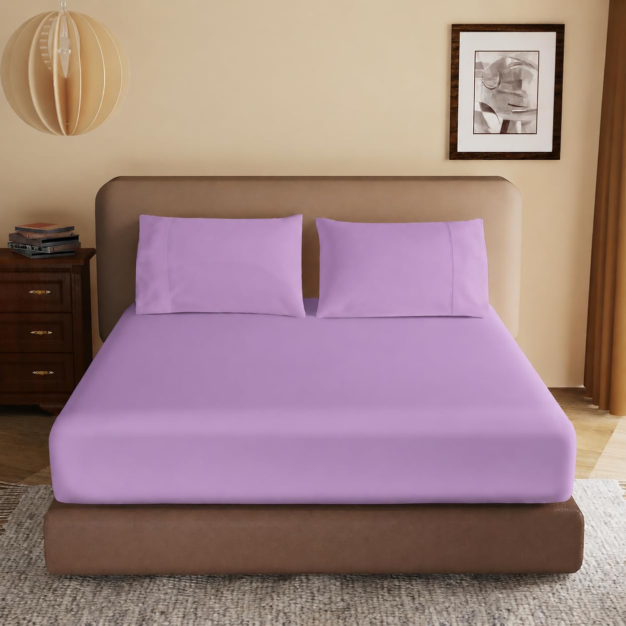 100% Egyptian Cotton Small Double Size Fitted Sheet, Easy Care 40cm Extra Deep Fitted Bed Cover, 400 Thread Count Luxury Small Double Bed Sheets
