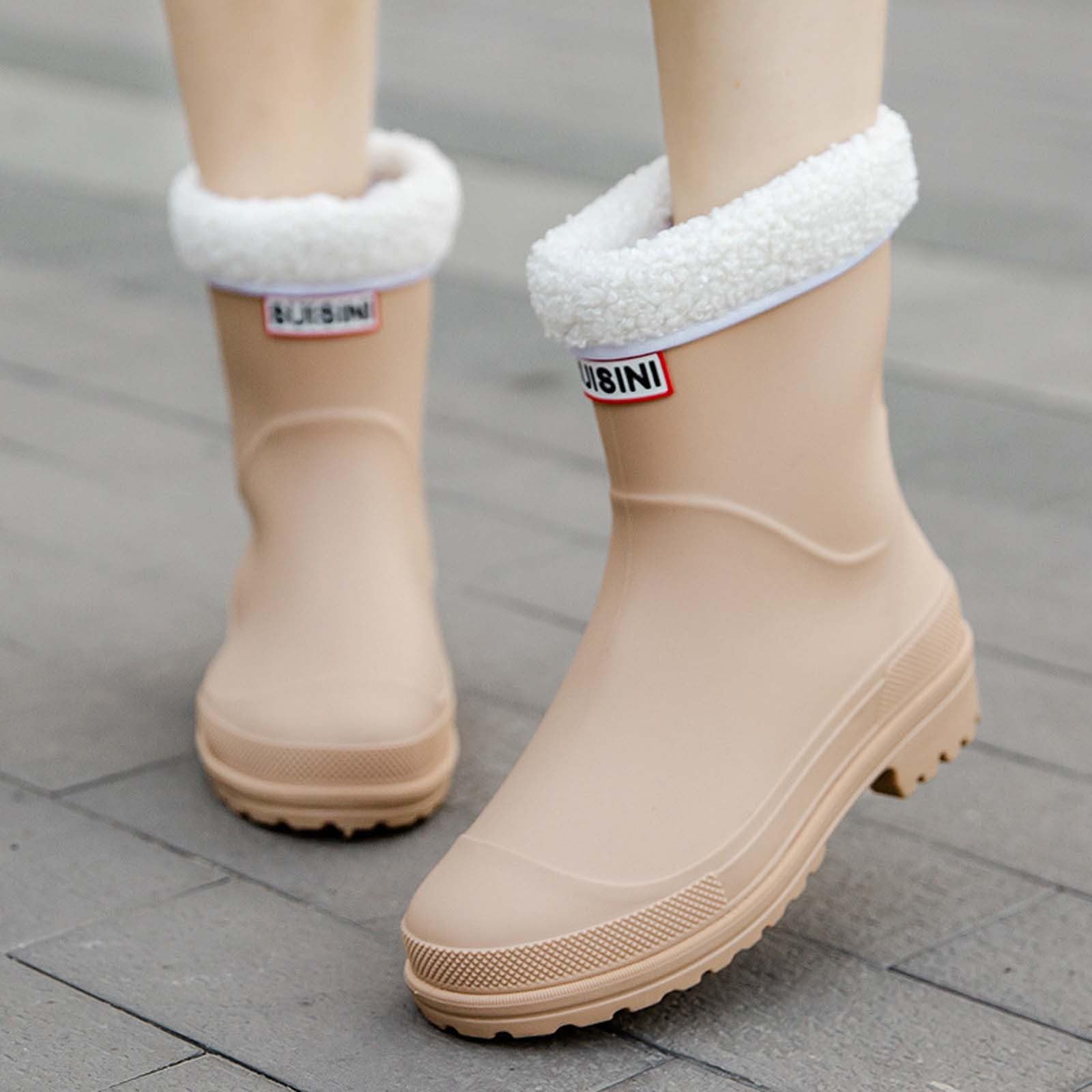 Botas de goma para mujer, forradas, botas de lluvia de media altura, botines de invierno, botines para el tobillo, botas de lluvia, botas de jardín, impermeables, zapatos de trabajo, zapatos