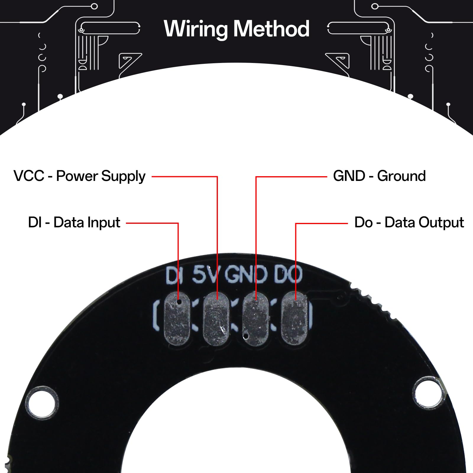 CUQI WS2812 RGB LED Ring 8 bit indirizzabile individualmente WS2812 LED diametro 50 mm per Arduino, Raspberry Pi, progetti fai da te