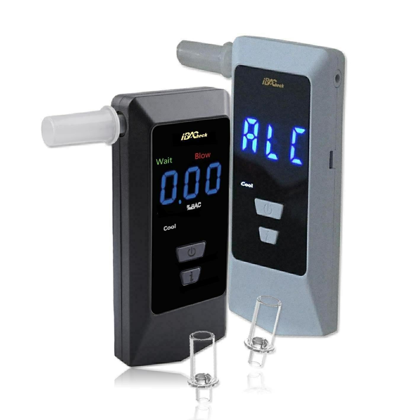 iBACheck Draagbare alcoholtester met halfgeleidersensor, oplaadbaar, digitale alcoholtester met Prelert-functie, Alco test met 4 eenheden Default E 10 herinneringen (12 mondstukken