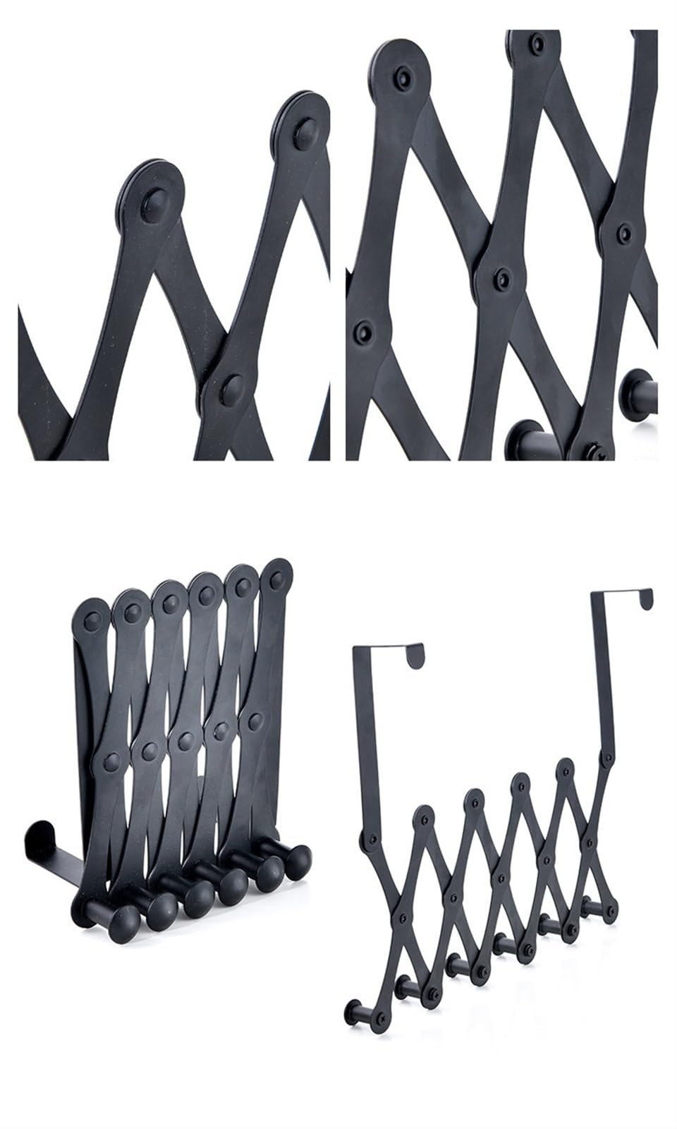 Gancho De Puerta Telescópico De Acero Inoxidable, Sin Perforaciones, Puerta De Armario, Sin Rastro, Colgador De Ropa, Ganchos Traseros For Puerta De Baño (Color : Silver 6 Hooks)