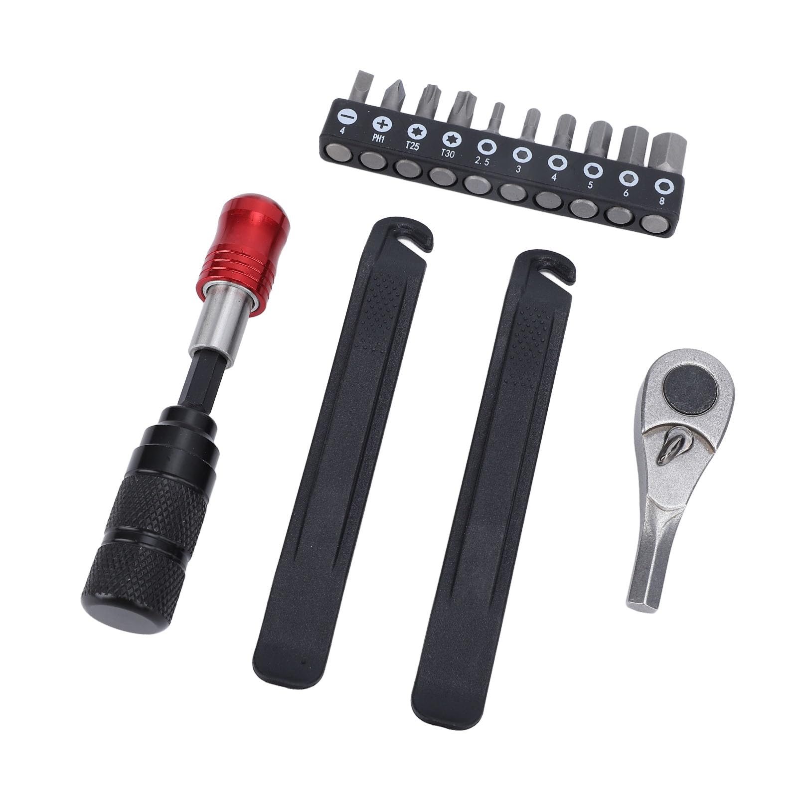 Set di chiavi a cricchetto per ciclismo Leve per pneumatici multiuso Kit di manutenzione portatile per ciclismo con punte per cacciavite per uso domestico professionale Manico in