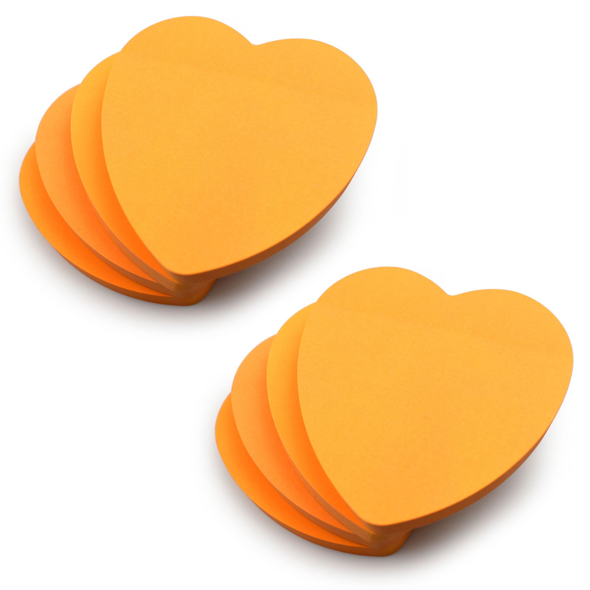 Evergreen Goods 8 Pads Heart Shaped Sticky Notes Neon Orange Colour 100 Sheets per Pad 3"x3" Removable Adhesive Sticky Notes for Office School Home Valentines Gift for Couples