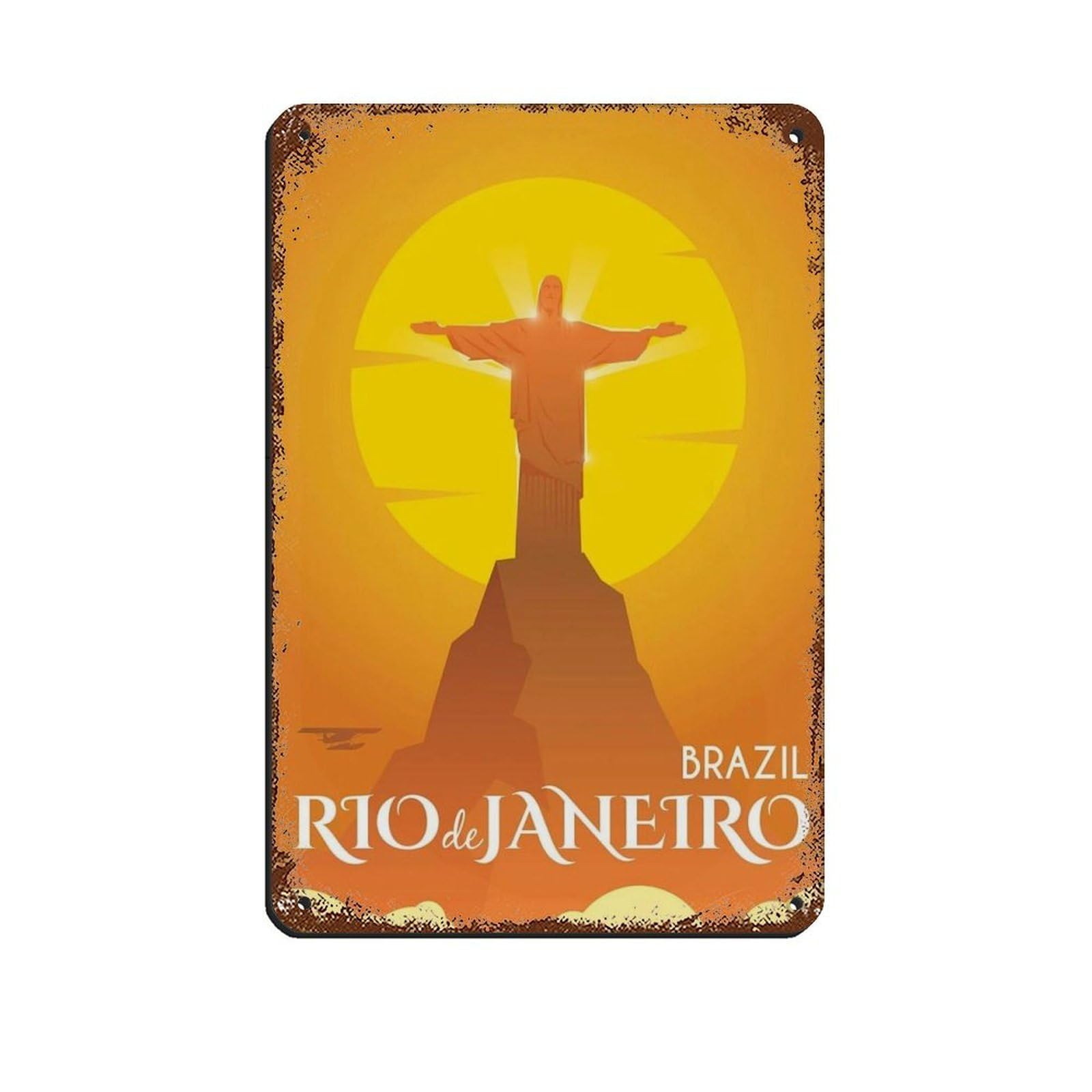 Rio De Janeiro Travel Poster, Brazil Poster (2) Tin Sign Vintage Metal Pub Club Cafe Bar Home Wall Art Decoration Poster Retro 8x12inch(20x30cm)
