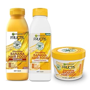 Garnier Fructis Hair Food Nourishing Banana Shampoo + Conditioner + 3-in-1 Mask (Combo Pack of 3)