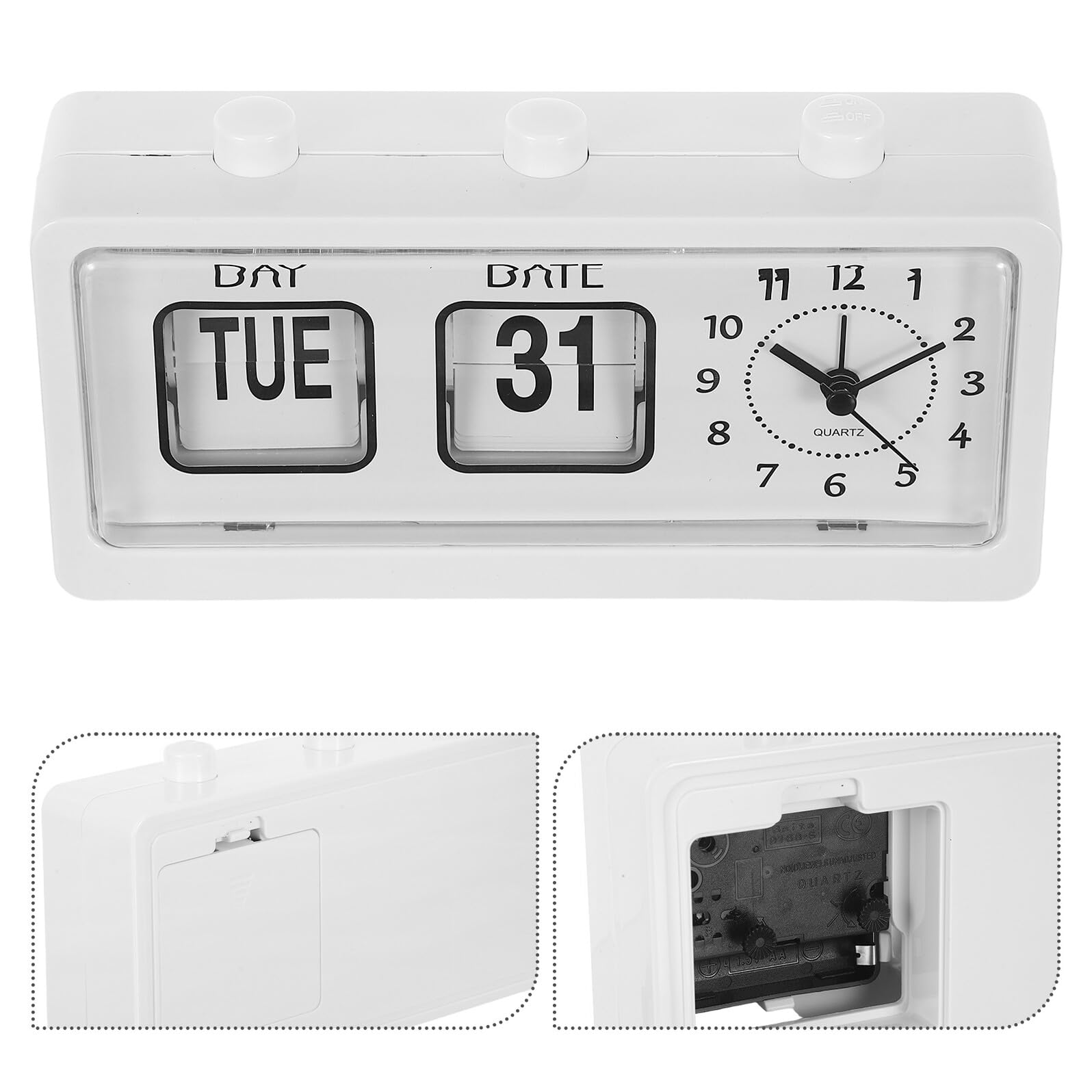 TOYANDONA Reloj Manual de Paso de Página para Escritorio con Calendario Despertador para Oficina y Sala de Estudio Infantil No Incluye Pilas