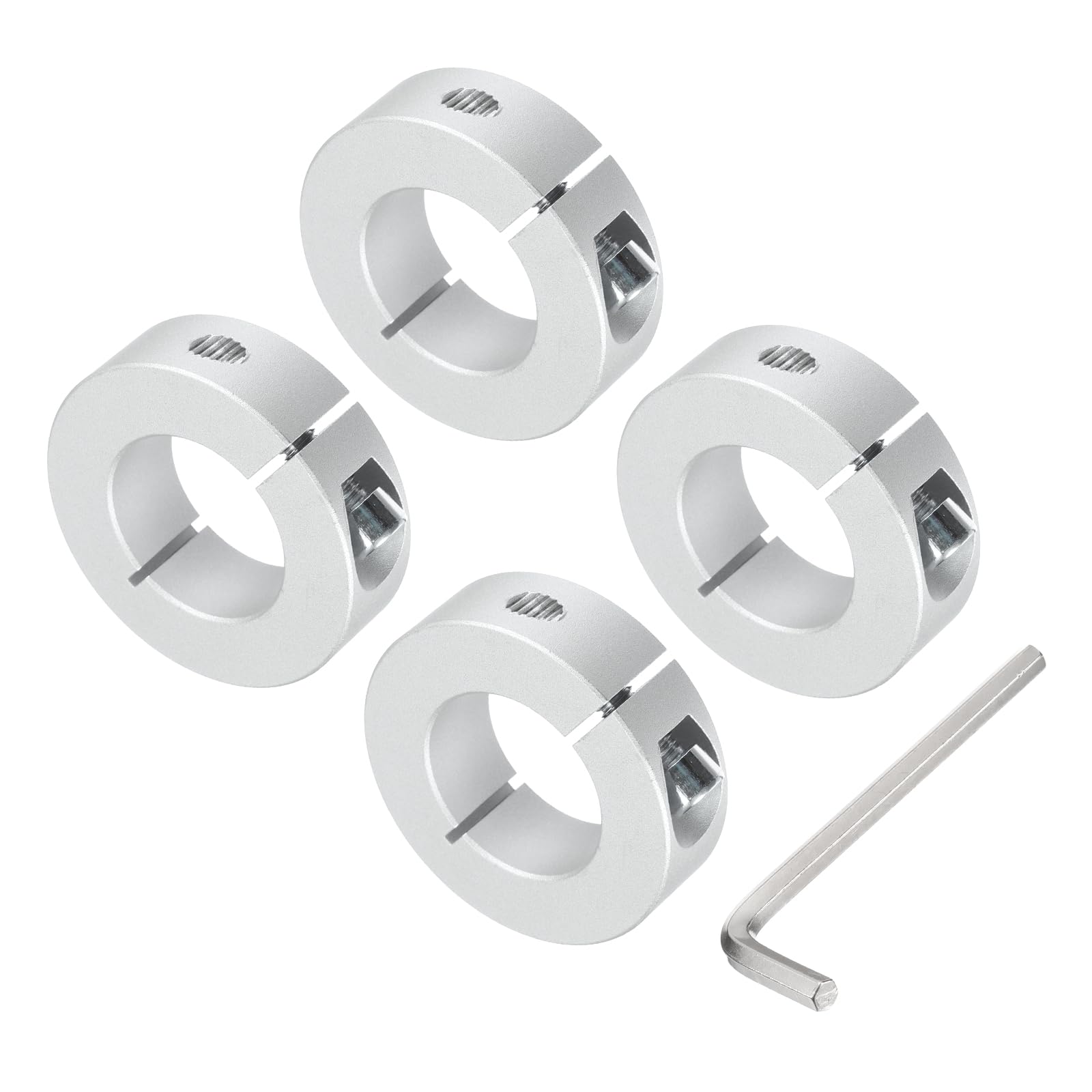 QUARKZMAN Set di Collari a Divisore Singolo per Albero 28mm, Un Pezzo 4pz Collari di Bloccaggio 50mm OD, 15mm Spessore, Collare Bloccaggio Lega Alluminio con Viti Fissaggio M6 e Una Chiave