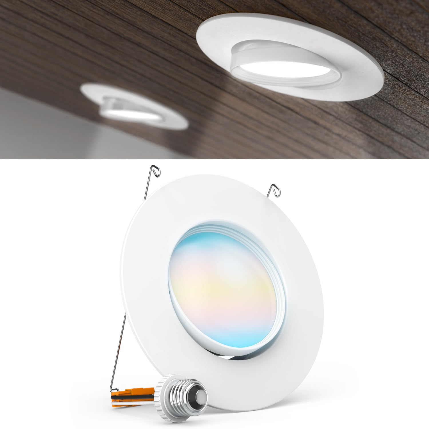 Sunco 5/6 Inch LED Can Lights Retrofit Recessed Lighting, Gimbal Downlight Adjustable, 800 LM, 12W=60W, Selectable CCT 2700K/3000K/3500K/4000K/5000K, Dimmable, Damp Rated UL.