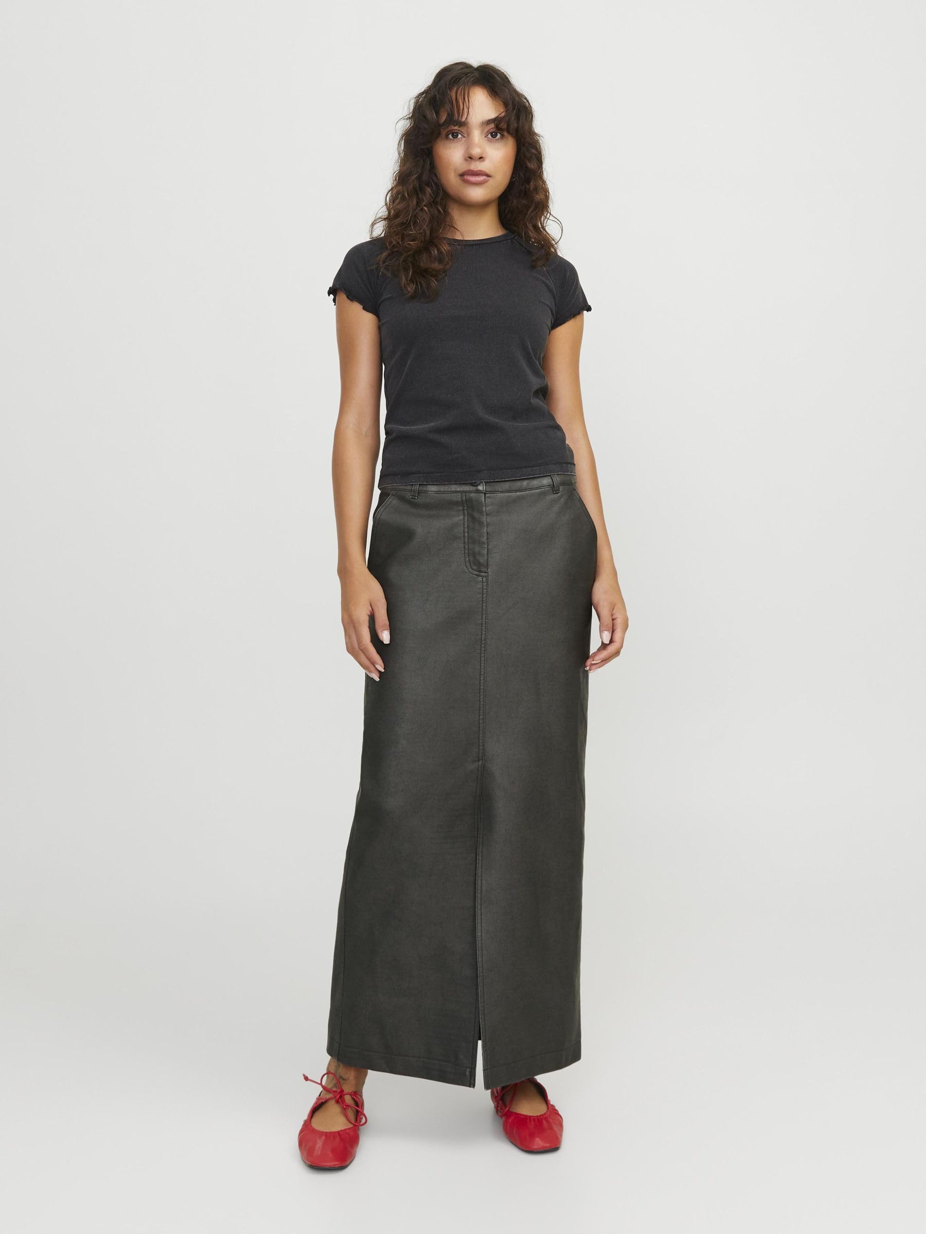 Jack & Jones Jxmaddy Reg Long MW PU Skirt Otw Falda Mujer (Pack de 1)