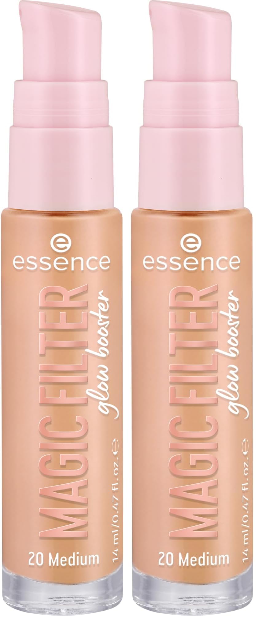 essence MAGIC FILTER glow booster, Basis, Nr. 20, Nude, pflegend, Färbeeffekt, weichzeichnend, natürlich, strahlend, vegan, ohne Parfüm, ohne Alkohol, ohne Parabene, 2er Pack (14ml)