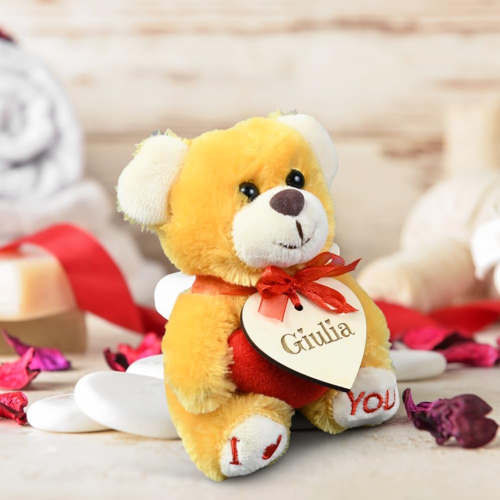 Peluche San Valentino - Orsetto personalizzato con nome e dedica - Pupazzo I Love You - Idea Regalo per lei e per lui
