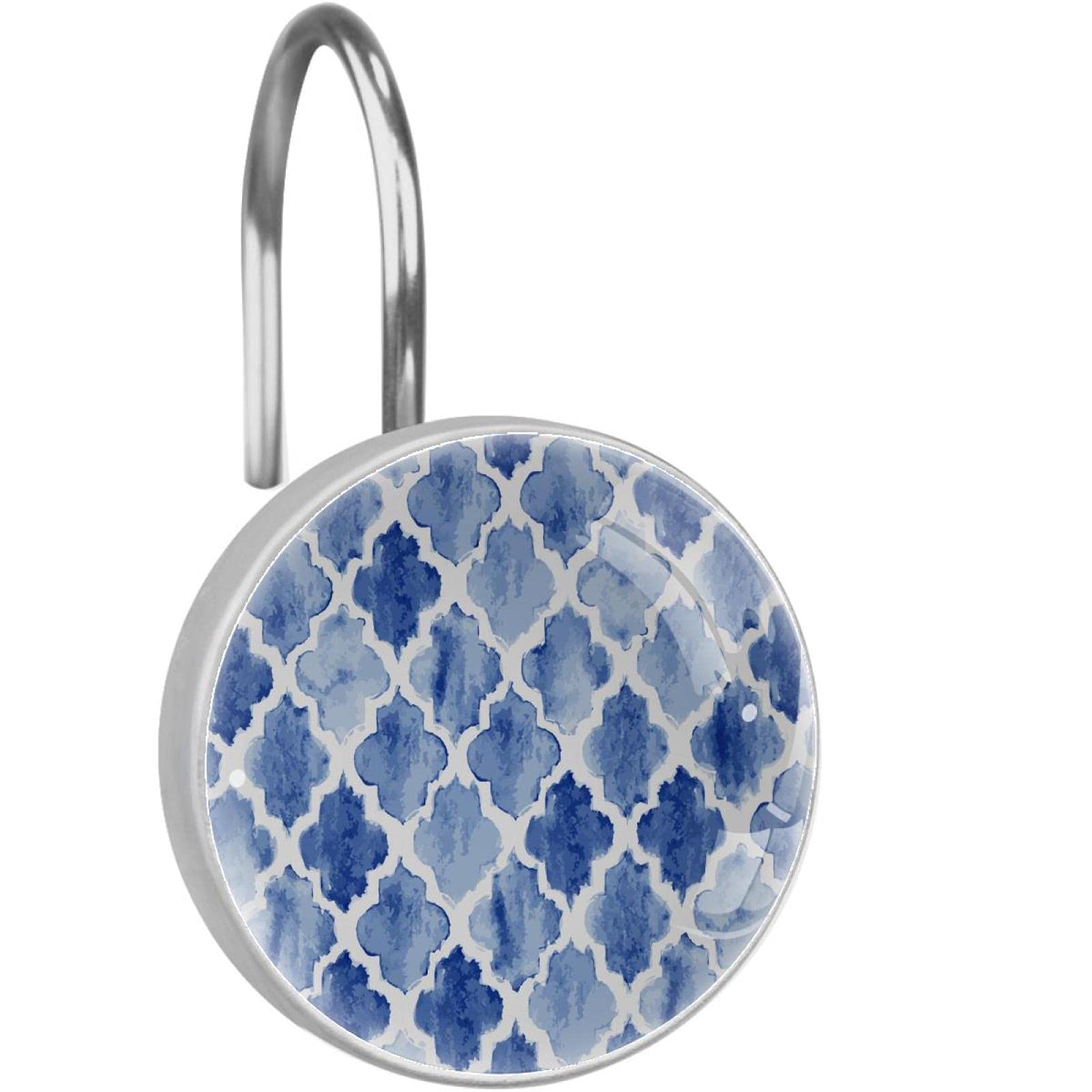 Crochets rideau de douche bleu aquarelle pour une salle de bain zen