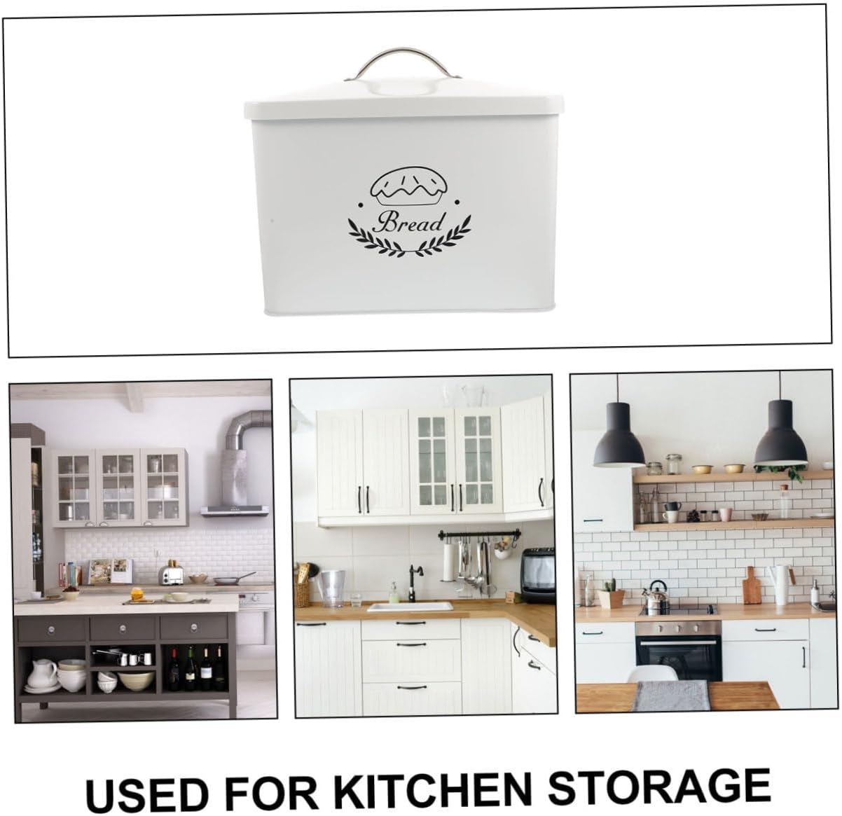 Toyvian Metal Bread Box with Lid, Rectangular Iron Storage Container for Kitchen Countertop, Sturdy Metal Snack and Grain Organizer for Home Food Storage